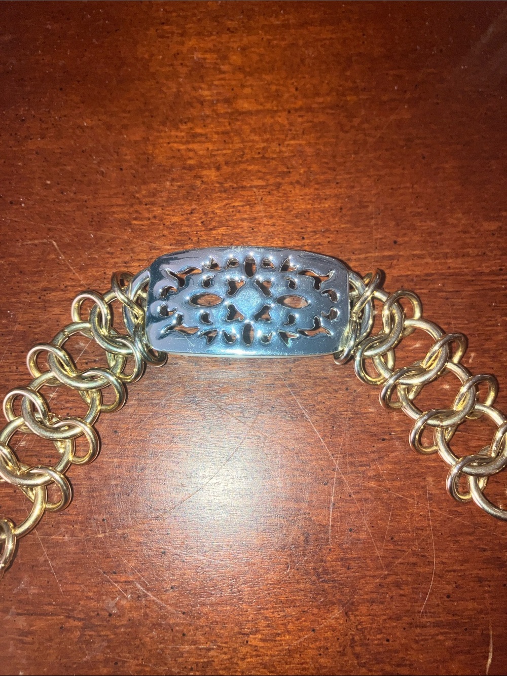 Premier Designs Silver & Gold Toned Chic Chain Link 7" Toggle Bracelet